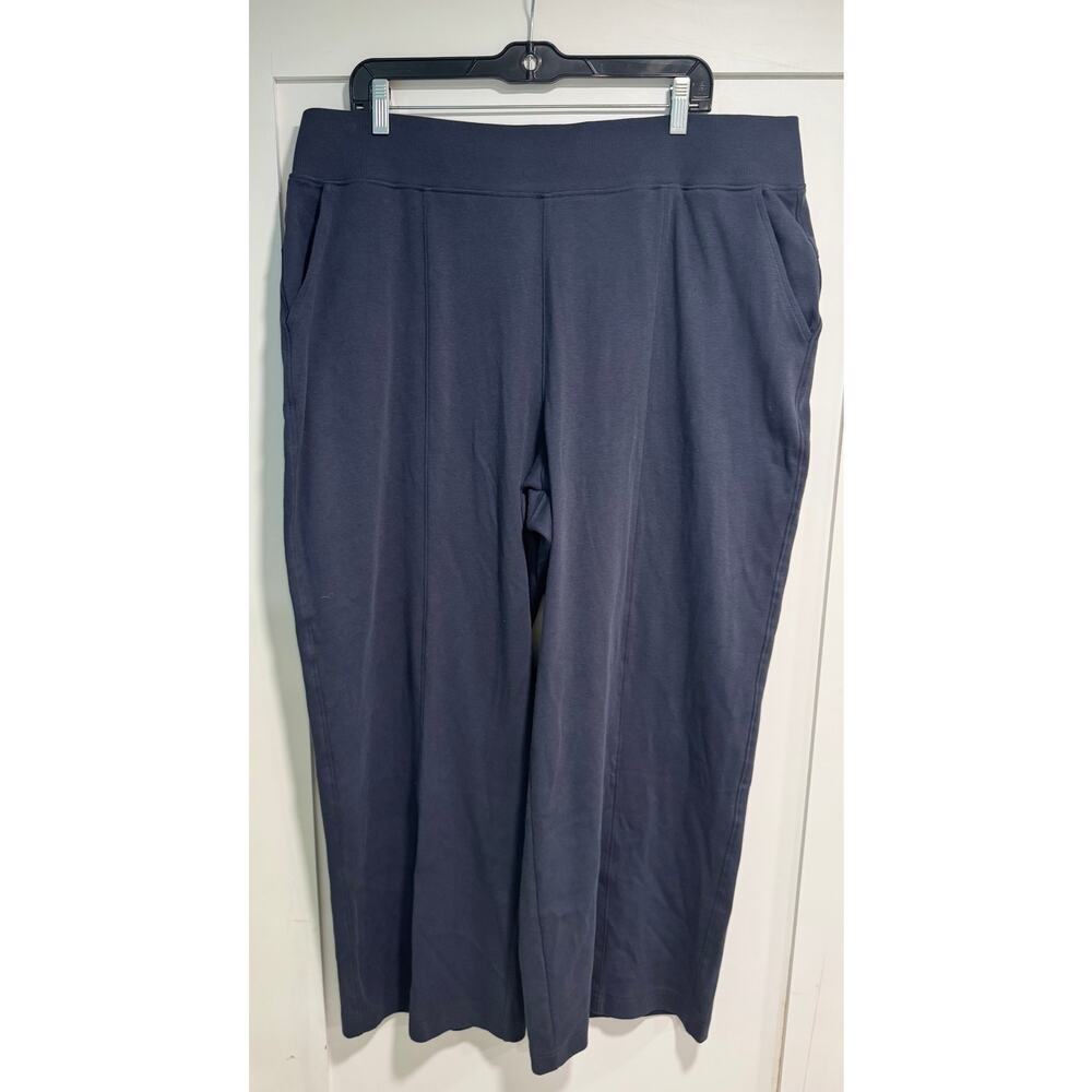 PACT Organic Cotton Airplane Pintuck Cropped Wide Leg Sweatpants Size XXL - Picture 2 of 4